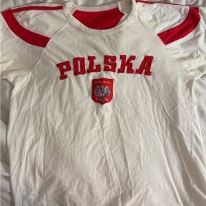 Warm Women's Red and White Polska Top